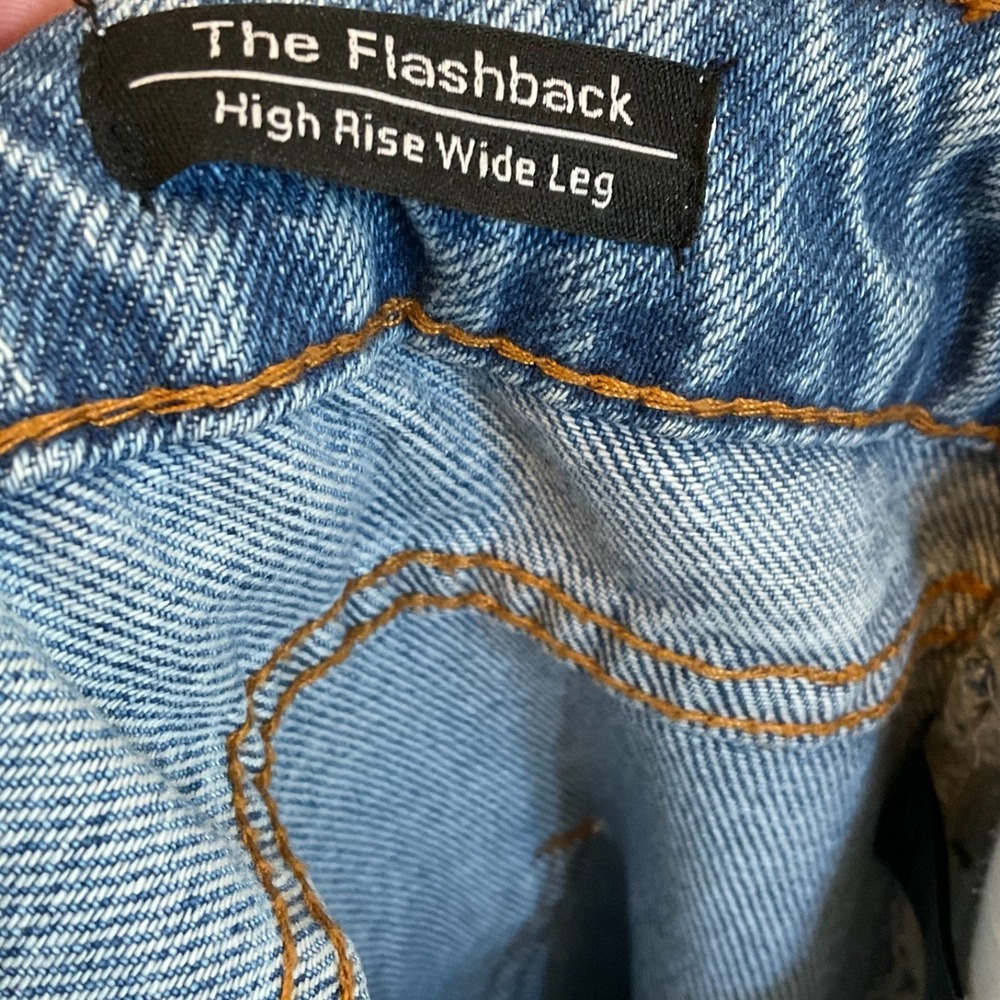 Sanctuary Flashback Wide Leg Jeans Super Distressed Ripped Grunge Raw Hem 34 W - Picture 8 of 12